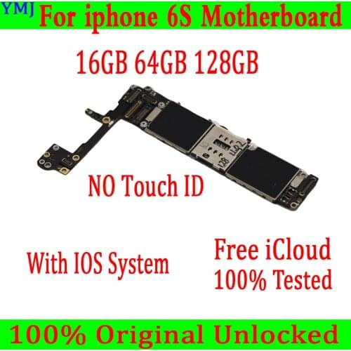 With IOS Systemfor iphone 6S Motherboard NO touch ID logic board for iphone 6S Motherboard Plate 16GB/64GB/128GB Original unlock