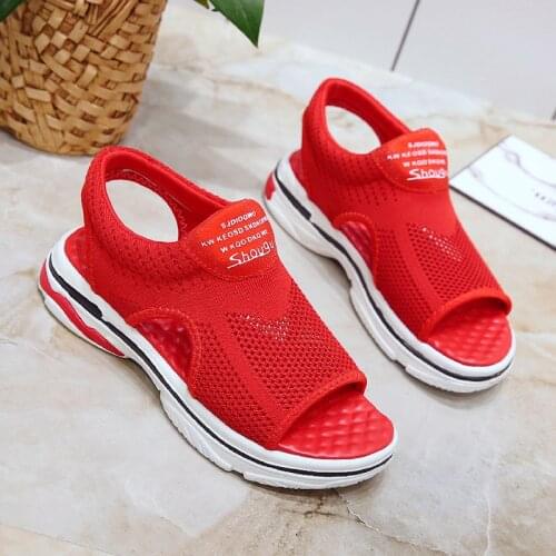 35-40Sports Sandals Women Summer New Mesh Casual Woven Womens Shoes Flat Hollow Student Soft Bottom Fish Mouth Sandals