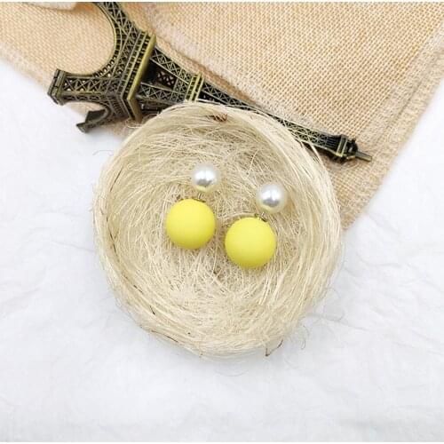 Yellow Tassel Pearl Stud Earrings For Women Bohemian Earrings Big Geometric Drop Pendientes 2019 Brincos Female Fashion Jewelry