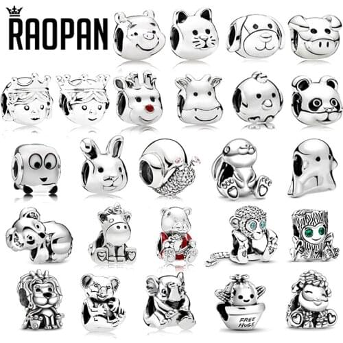 RAOPAN charm beads princess prince bear monkey cute charm 925 sterling silver suitable for ladies original bracelet DIY jewelry