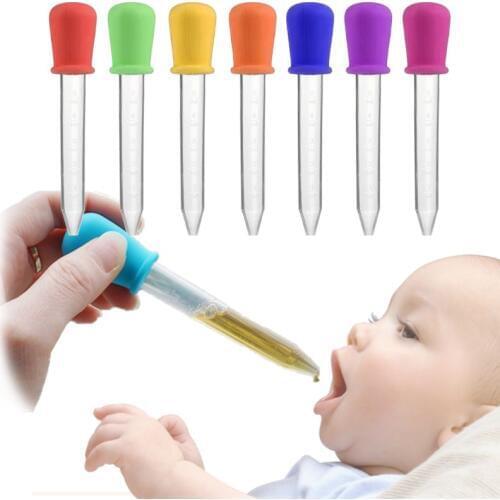 5pcs 5ml Medicine Dropper Spoon Silicone Pipette Liquid Food Dropper Plastic Baby Feeding Burette