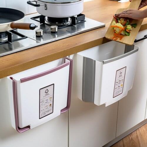 Folding Trash Can for Kitchen Creativity Multifunctional Plastic Living Room Bedroom Hanging Storage Rack Home Kitchen Tools