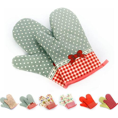 Heat Resistant Microwave Oven Glove Non-slip Cotton Insulated 1Pcs Baking Gloves Kitchen Tool Mitten