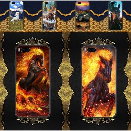 Horse Animal Cool Scenery Phone case For Xiaomi Mi Max Note 3 A2 A3 8 9 9T 10 Lite Pro Ultra black painting prime soft cover
