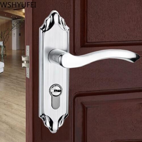 WSHYUFEI Stainless steel Bedroom Door Lock high quality Household Interior Door Handle Lock Security Mute Hardware Accessories