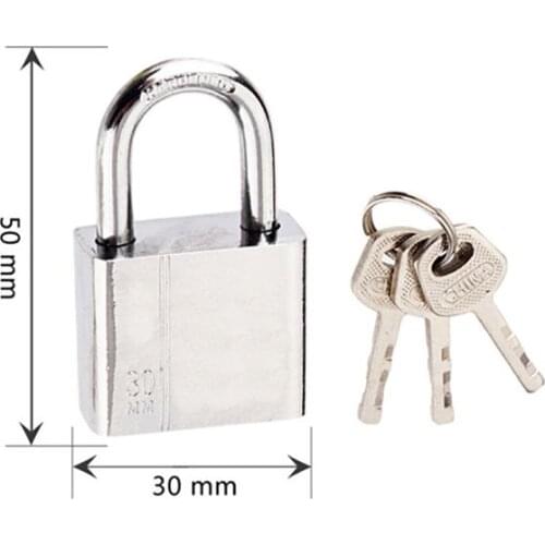 1 Set 30mm*50mm Stainless Steel Padlock With 3 Keys Anti-theft Safety Door Lock Multi-functional Mini Locks Keys Kit