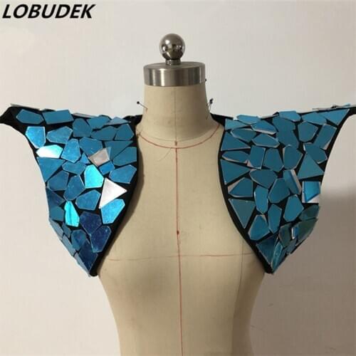 Silver Mirrors Waistcoat Armor Short Sequins Vest Dance Costume Female Singer Nightclub Bar DJ Jazz Performance Clothes Vests