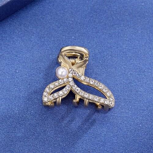 CHIMERA Metal Hair Claws Headwear Small Crystal Fishtail Hair Clips Crab For Women Girls Mini Barrette Gold Geometric Hairpins