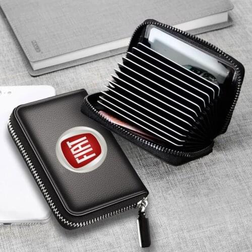 4S Genuine Leather bag Driver License Business Card Holder Wallet for Fiat Aegea 500c Panda Uno Palio Tipo Doblo car Emblem Auto