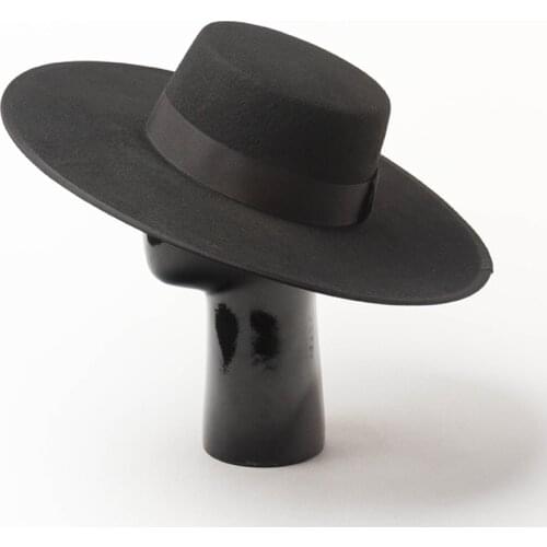 01909-HH8163 wool black flat fashion show model fedoras hat cap men women leisure panama jazz hat