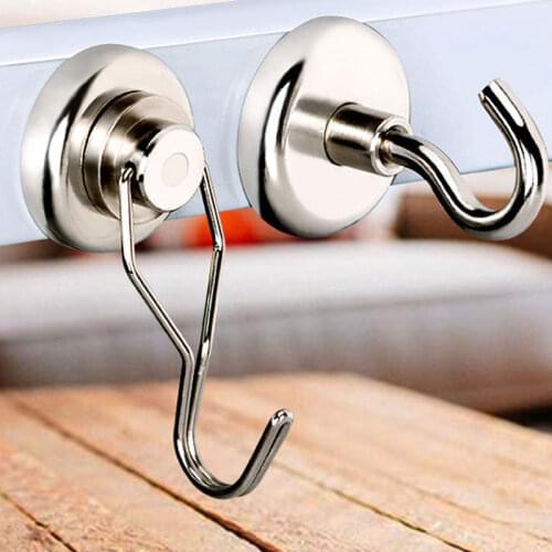10 Pcs Powerful Magnetic Hooks Neodymium Magnet Hooks Swivel Swing Hooks Wall Holder Ceiling Fridge Storage Hold Up 15kg