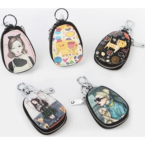 11 Colors Painted Design Women Girls Key Bag PU Leather Key Wallets Housekeepers Car Key Holder Case Gigh Quality Keychain Pouch