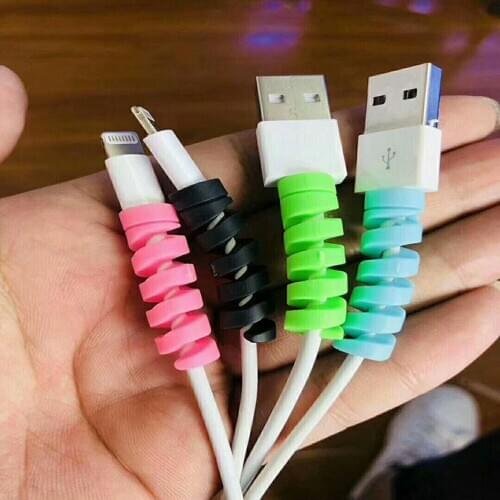 2pcs Spiral Cable Protector Earphone Cable Office Korean Desk Set Organizer Wire Data Line Winder Wrap Cord Cable Accessories