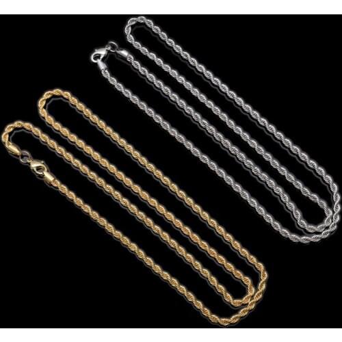 European and American metal twist chain necklace hip hop series cool gold rope chain pendant 5mm thick jewelry chain