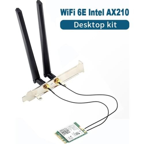 5374Mbps Wi-Fi 6E Intel AX210 Bluetooth 5.2 Desktop Kit Wifi 6 Card 6DB Antenna 802.11ax 2.4G/5Ghz/6Ghz AX210NGW Adapter 3168NGW