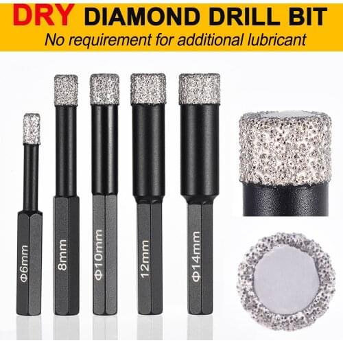 6-14mm Dry Diamond Drill Bits Ceramic Tile Hole Saw Granite Marble Drill Bits Tile Glass Diamond Drill Bits Set Tools D30