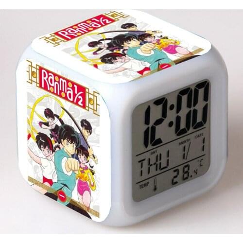 Anime Ranma 1/2 Cartoon LED 7 Color Flash Digital Alarm Clocks Night Light Bedroom Desk Clock despertador Alarm-Clock