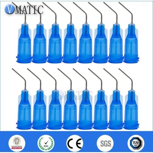 Free Ship 100Pcs 22G Blue 0.5" Length 45Degree Bend Bent Dispensing Needle Blunt Stainless Steel Dispenser Needle 1/2 Inch