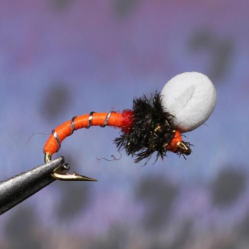 Bimoo 12PCS #14 Suspender Buzzer Nymph Fly Fishing Flies Trout Buzzers Red Orange Purple Green Chartreuse Black