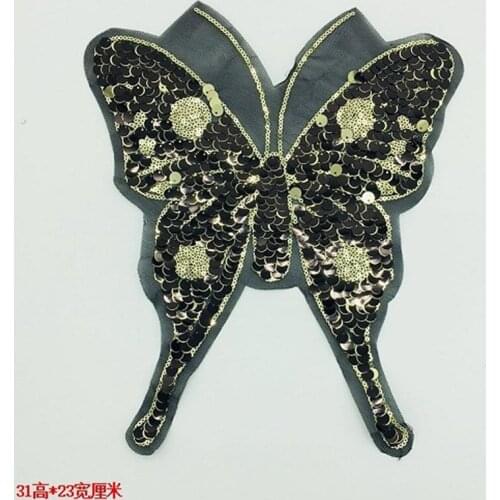 Large Butterfly Sequins Patches Sew On Patch DIY Embroidered Bling Bling Butterfly For Clothing Decoration Accessory