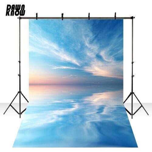 DAWNKNOW Blue Sky Photography Background Sea Water Photocall Polyester Children Backdrops For Wedding Photo Studio lv1638