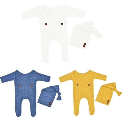 2021 Summer Baby Photography Props Boy Girl Photo Shoot Outfits Adorable Knitted Jumpsuit For Gifts Applicable Age 0-2 Months