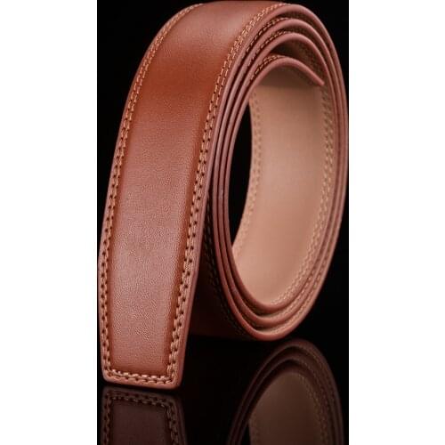 Mens Automatic Buckle Belts No Buckle Black Tan Brown Genuine Leather Belt For Men Luxury 3.5cm Width Holeless Male Strap B508