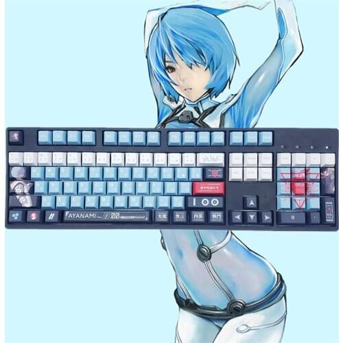 130-key Anime EVA Zero Ayanami Keycaps PBT Sublimation Keycaps Mechanical Keyboard Caps Computer Peripherals Key Caps Cherry