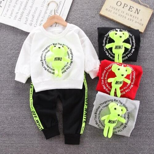 Baby Boy Clothing Sets New Set Spring Autumn Doll Bear Letter Sweatershirt+Pants Kids Fashion Tracksuit Toddler Cotton Clothes