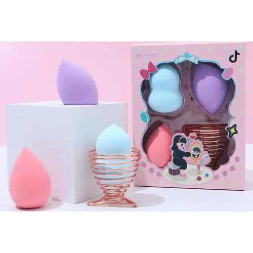Cosmetic Sponge 4 Piece Set Beauty Sponge Foundation Blend Sponge And Egg Sponge Blend Stand Cotton Pad