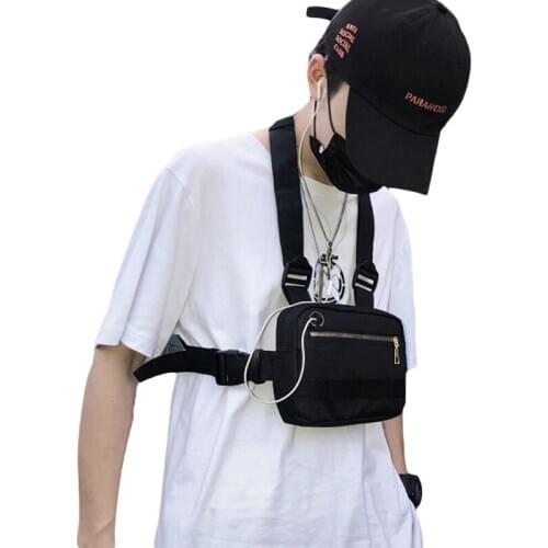 Men Women Bag Tactical Hip Hop Punk Chest Rig Bag Vest Streetwear Pouch Front Bag