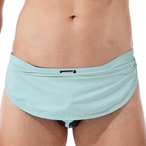 Mens Lingerie Bulge Pouch Underwear Low Waist Elastic Waistband Skirted Underpants Nightwear G-string Thongs Briefs Panties