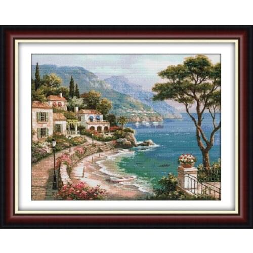 Harbor Of Love 11CT 14CT Counted or Stamped Cross Stitch DIY Kits for Embroidery Home Decor Needlework Seaside Scenery