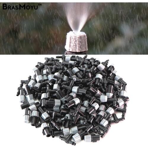 BRASMOYU 20PCS Adjustable Garden Drip Irrigation Misting Nozzle Dripper Watering Sprayer Atomizing Sprinkler 4/7mm Tee Connector