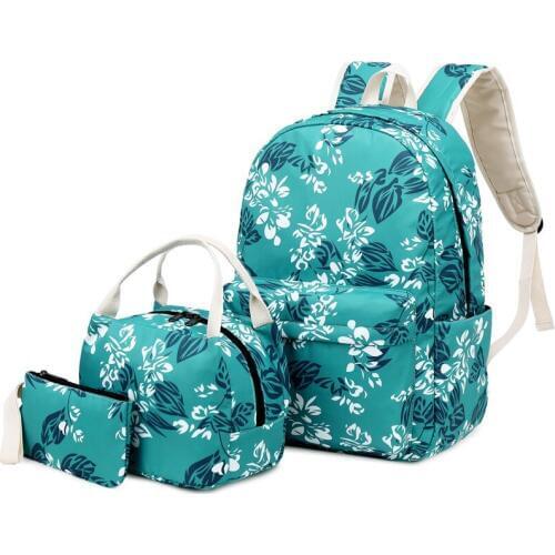 New 3pcs/Set Backpack Women Flower Printing Backpacks School Bags Bookbag for Teenagers Girls Laptop Rucksack Travel Daypack