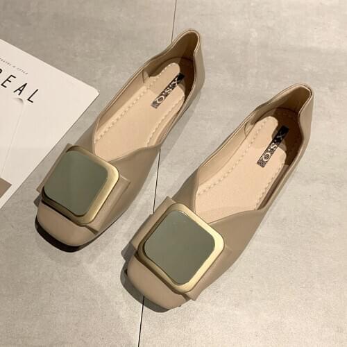 New retro grandma shoes Fashion shoes Square Head pea shoes shallow mouth wild single shoes Ladies loafers shoes Womens U15-68