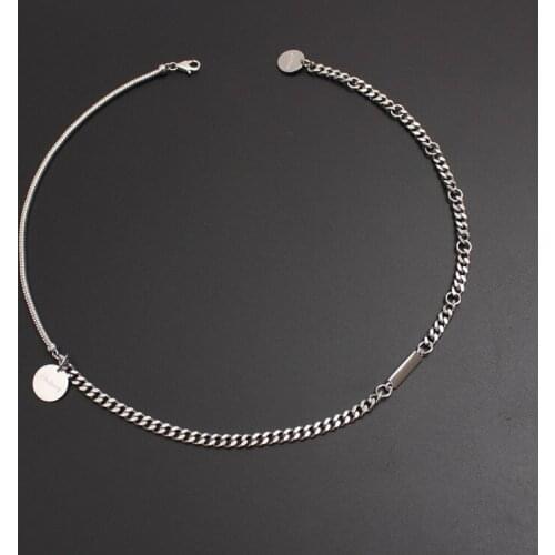 Adjustable Metal Wind Round Brand Necklace Women And Men Ins Popular Copper Material Silver Color Necklace