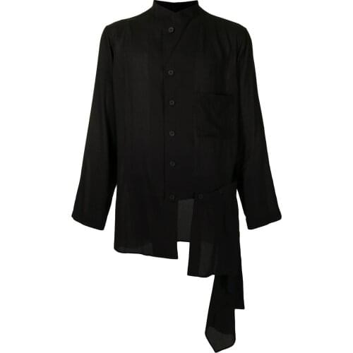 S-6XL 2021 New Men Womens clothing Hair Stylist Show Personality Asymmetry stage Long Sleeve Shirt Plus size costumes