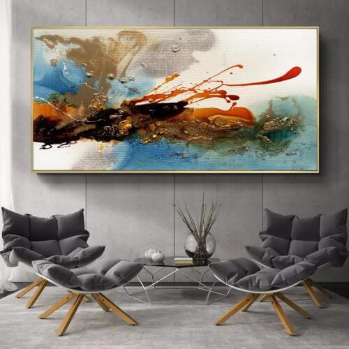 Modern Abstract Oil Painting Posters and Prints on Canvas Wall Art Abstract Color Rhythm Pictures for Living Room Decor No Frame