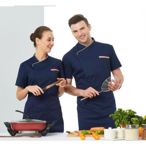 Unisex Top Restaurant Chef Jackets4 color Short Sleeve French Cook Clothing Kitchen Service Hotel Barber Shop Workwear Uniforms