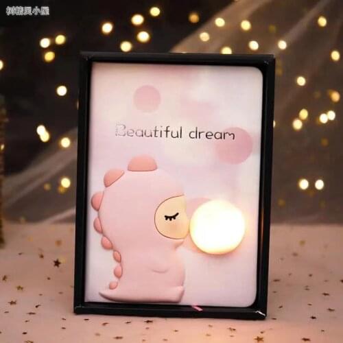 Creative Nordic Wind Blowing Bubble Little Dinosaur Lights Notebook Cute Student Stationery Notepad Birthday Gift