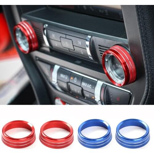 YCCPAUTO 2Pcs /set Car Decoration Aluminum Alloy Air conditioning switch knob Ring Trim For Ford Mustang 2015
