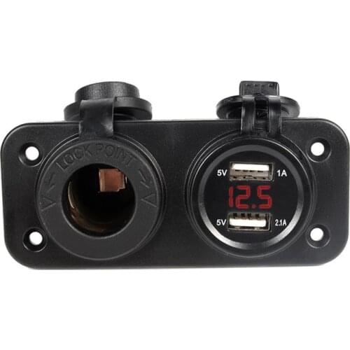 Waterproof 12V 24V Car Boat Motorcycle Dual USB Charger LED Voltmeter Cigarette Lighter Socket For Iphone Android Cigarette
