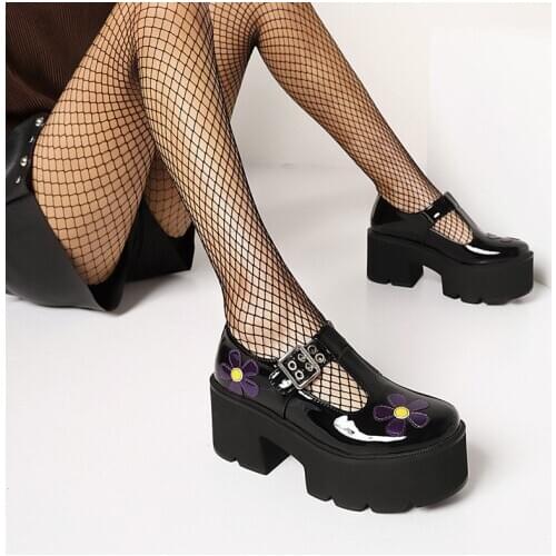 Brand Women Pumps New 2021 Spring Autumn High Heel Platform Retro Mary Janes Black Dress Party Casual Shoes Woman Big Size 34-43