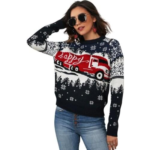 MEIYANGYOUNG Loose christmas sweater women O Neck snowflake womens Knitted Pullover long sleeve jacquard sweaters ladies Jumper