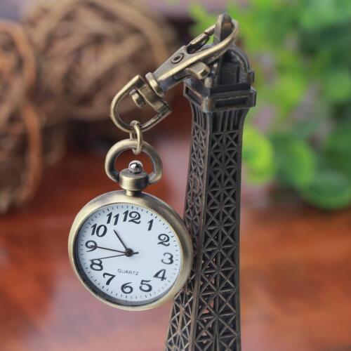 1pc Retro Bronze Quartz vintage pocket watch Movement Keychain Keyring Watch Pocket Watch Round Dial Relogio Masculino 2017