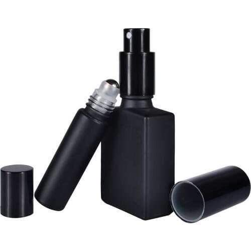 100pcs*10ml roll on Empty Perfume Bottles 100pcs*30ml Matte Black Glass Perfume Atomizer Spray Bottle Cosmetic Liquid Black Lid