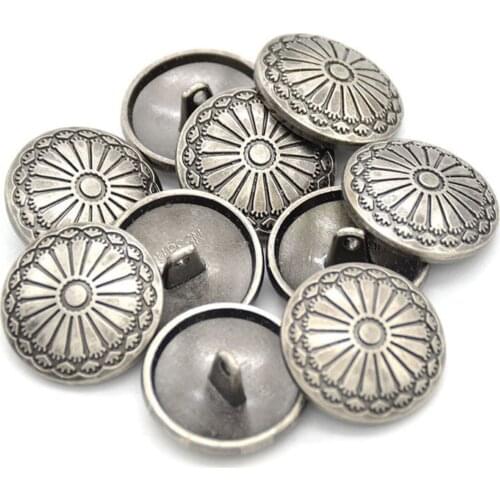 1X Flower Metal Silver Shank Sewing Buttons For DIY Sewing Supplies Jacket Coat