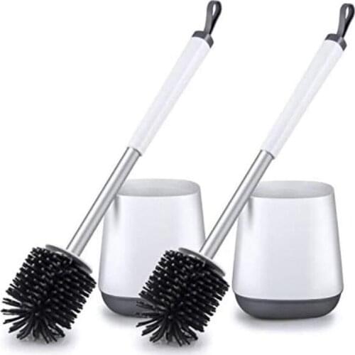 2 Pcs Toilet Bowl Cleaning Brush and Bracket Set for Bathroom Storage and Organization,Toilet Cleaning Brush with Handle