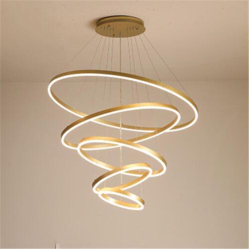 2019 Nordic New Style Living Room Chandelier Gold Modern LED Ring Restaurant Chandelier Coffee Shop Commercial Circle Chandelier